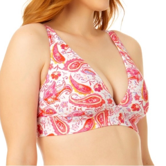 Time and Tru Women's Classic Plunge Swim Bikini Top Size S (4-6) Paisley print - Picture 3 of 10